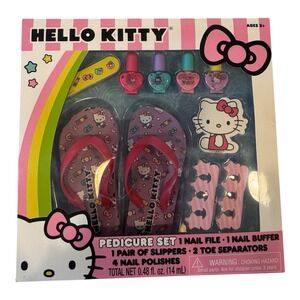 Hello Kitty Pedicure Set Kids Nail Polish Flip Flops Toe Separators HK152HBAZA